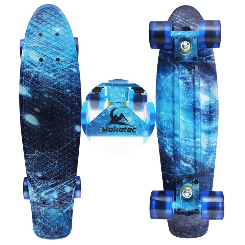 Meketec Skateboards Complete Mini Cruiser Retro Skateboard for Kids Boys Youths Beginners 22 Inch(The Starry Sky) - Image 2